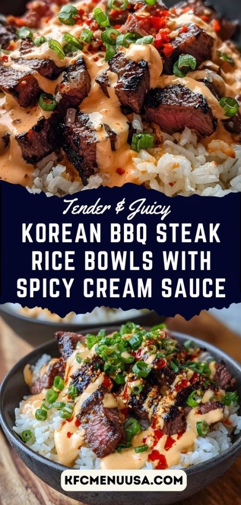 Korean BBQ Steak Rice Bowls with Spicy Cream Sauce Recipe