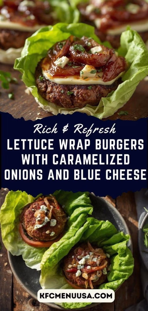Lettuce Wrap Burgers with Caramelized Onions and Blue Cheese