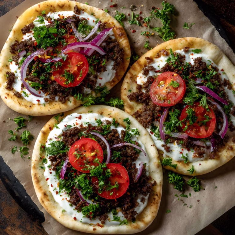 Mediterranean Mini Lahmacun Bites with Yogurt Drizzle Recipe
