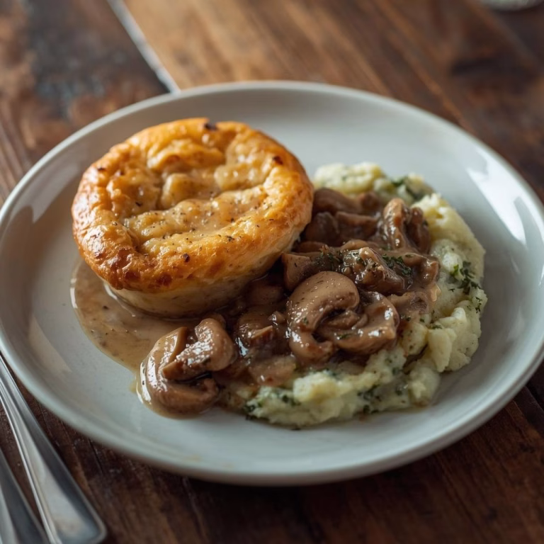 Mushroom Gravy Pie with Garlicky Kale Mashed Potatoes Recipe