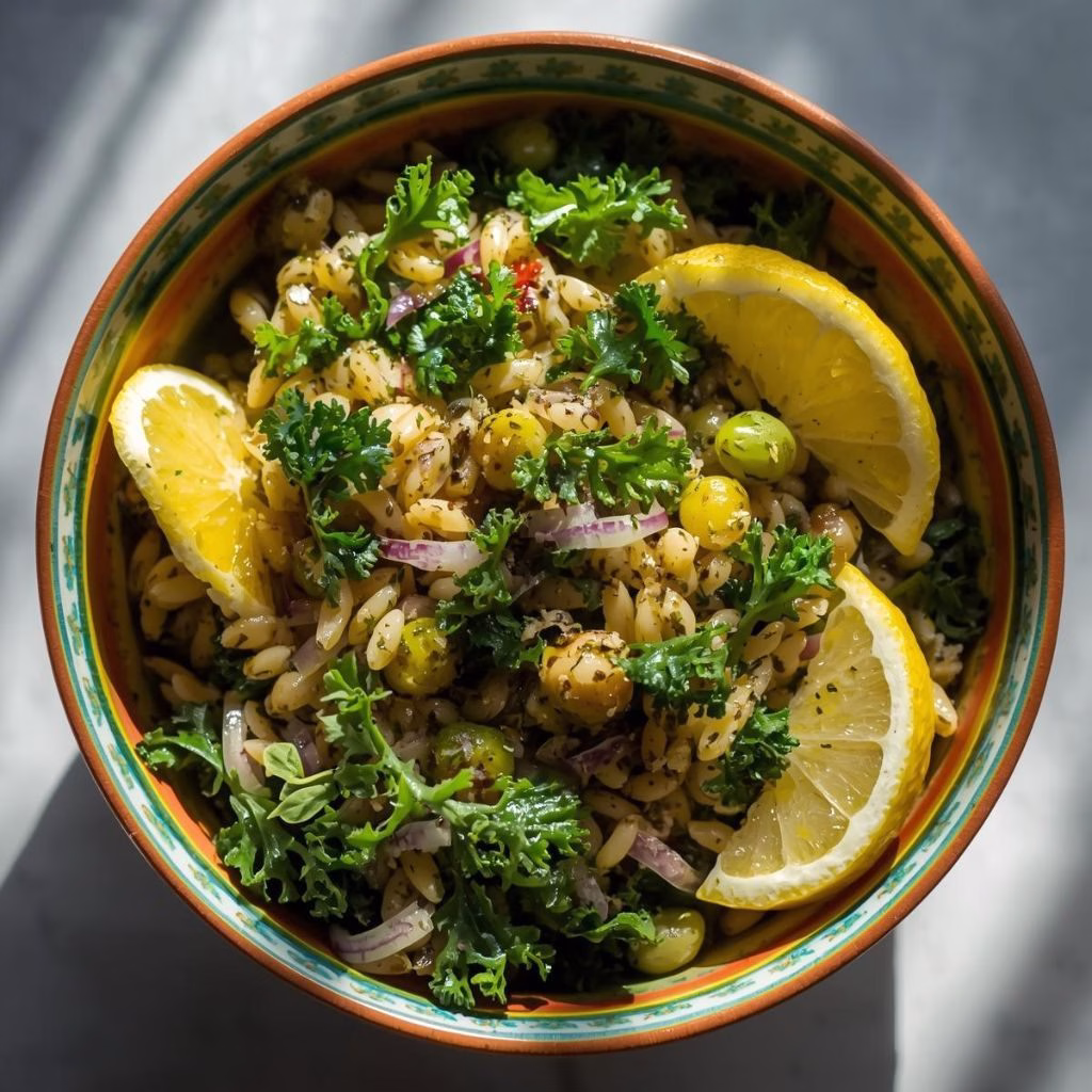 Orzo Kale Salad with Lemon Vinaigrette Recipe