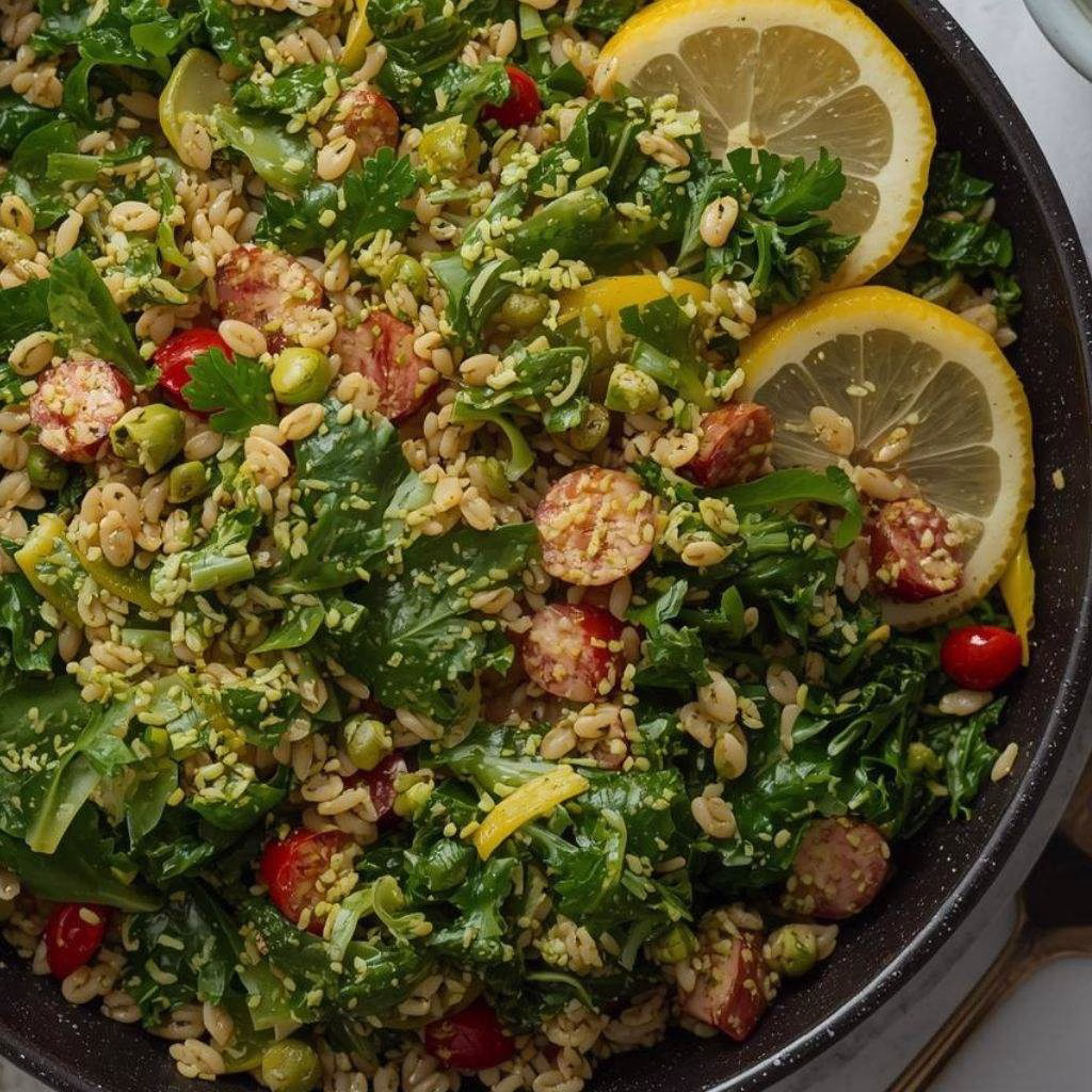 Orzo Kale Salad with Lemon Vinaigrette Recipe