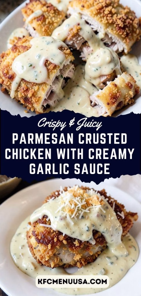 Parmesan Crusted Chicken With Creamy Garlic Sauce Recipe
