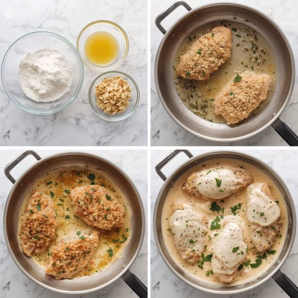 Parmesan Crusted Chicken With Creamy Garlic Sauce Recipe