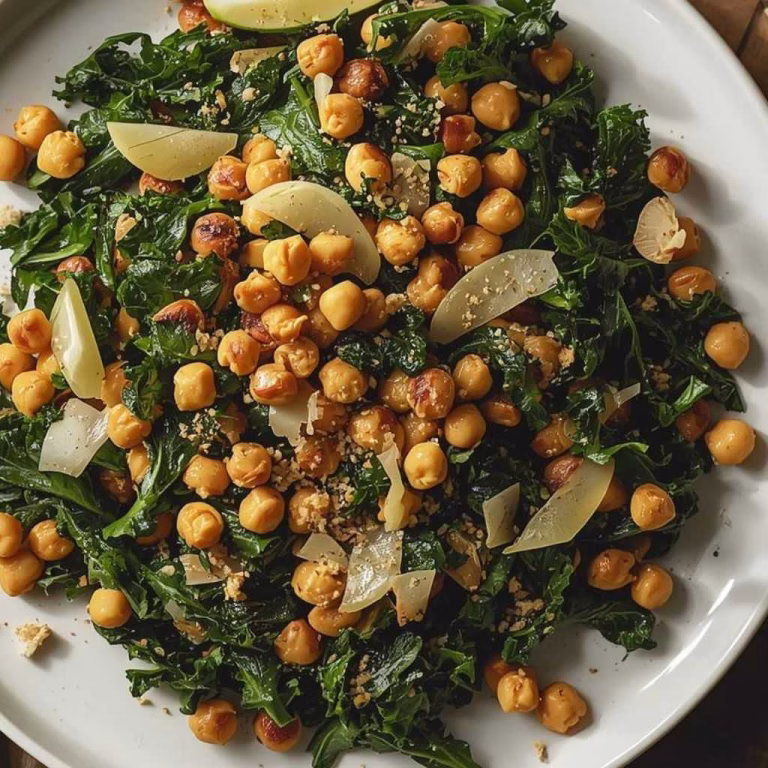 Parmesan Tahini Kale Salad with Breadcrumbs and Crunchy Chickpeas Recipe