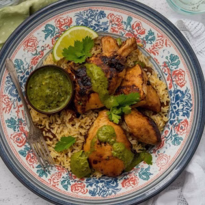 Peruvian Chicken and Rice with Green Sauce Recipe