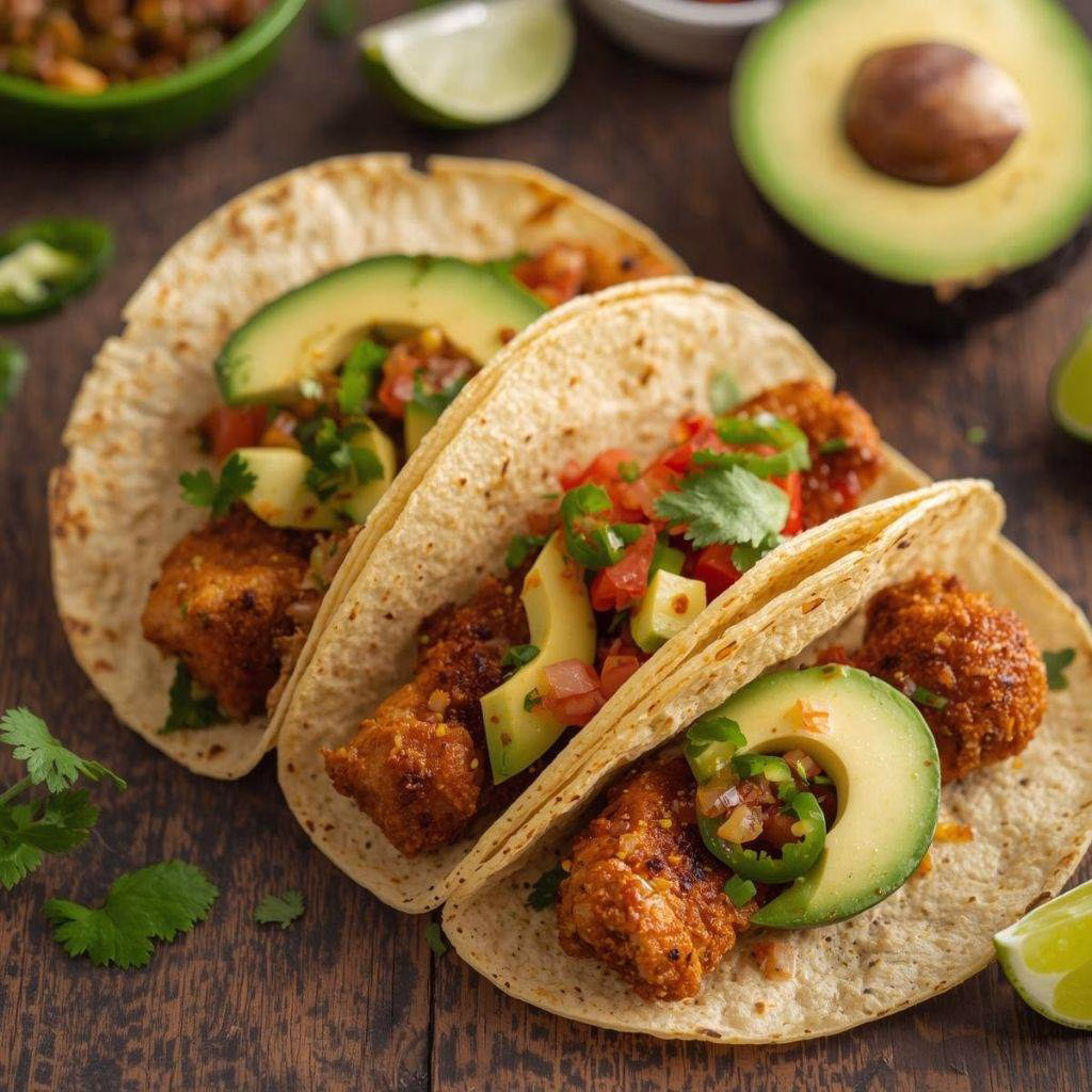 Crispy Poblano Chicken Tacos with Avocado‑Jalapeño Salsa