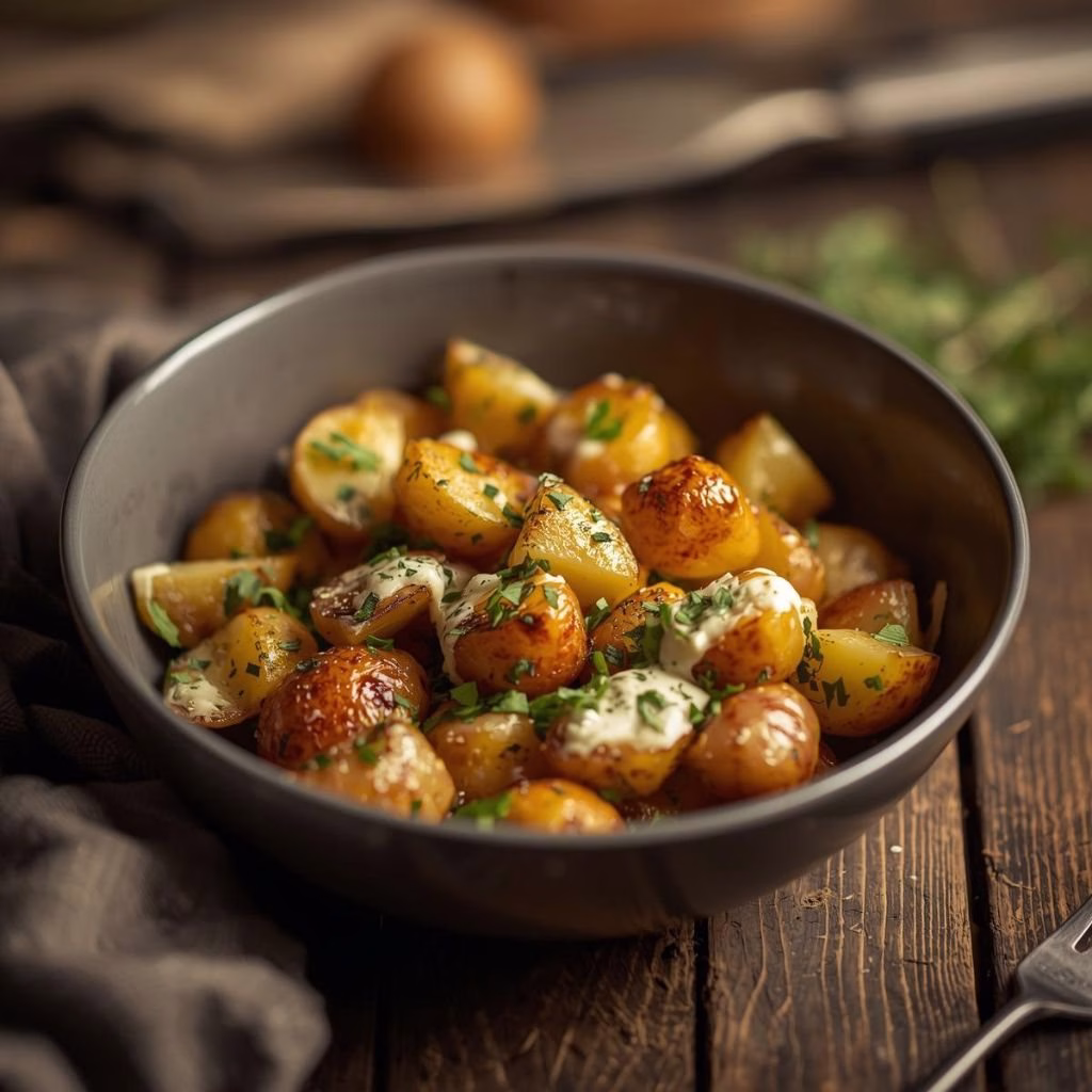 Roasted Potatoes In A Melted Goat Cheese Dressing Recipe