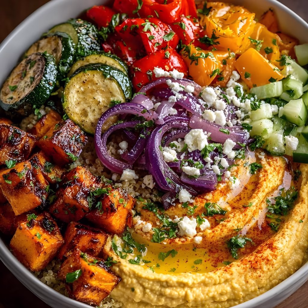 Roasted Veggie and Hummus Bowl Recipe