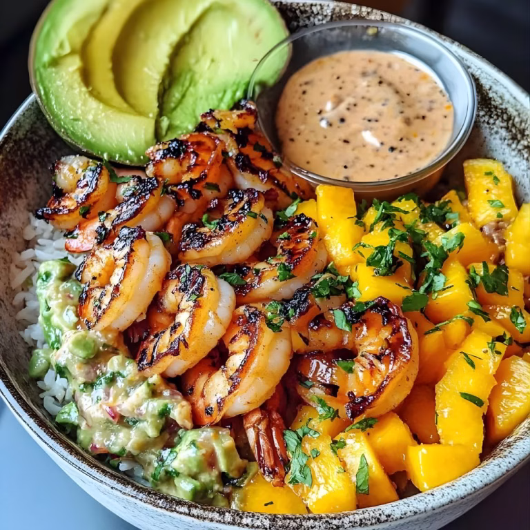 Shrimp And Avocado Bowls with Mango Salsa & Lime-Chili Sauce Recipe