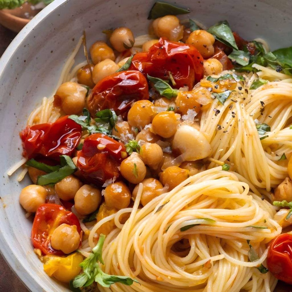 Slow Roasted Chickpea and Tomato Pasta Recipe