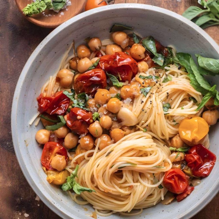 Slow Roasted Chickpea and Tomato Pasta Recipe