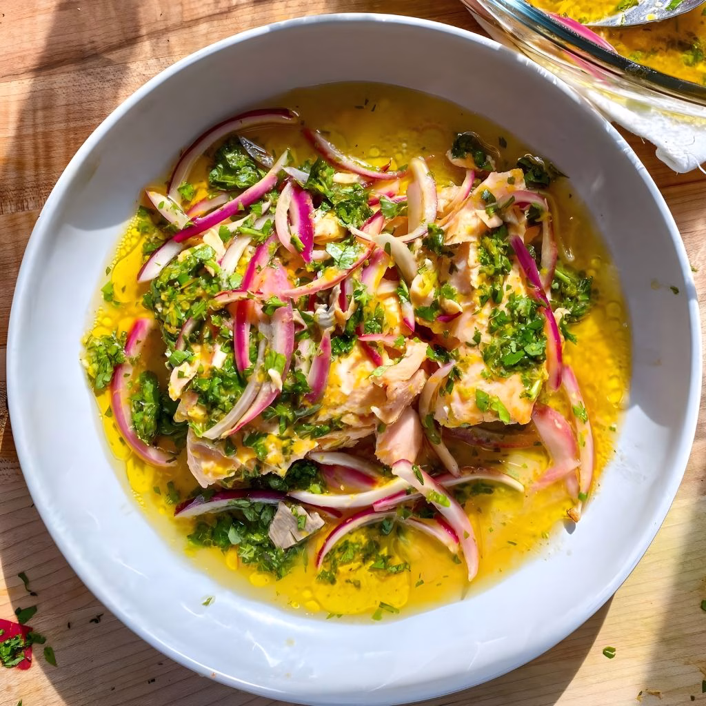 Slow Roasted Salmon with Citrus Salsa Verde Recipe