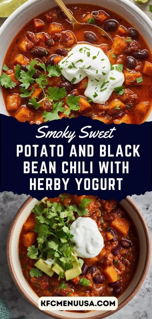 Smoky Sweet Potato and Black Bean Chili with Herby Yogurt Recipe