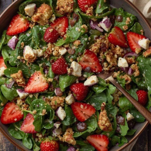 Summer Strawberry Crunch Salad with Champagne Vinaigrette Recipe