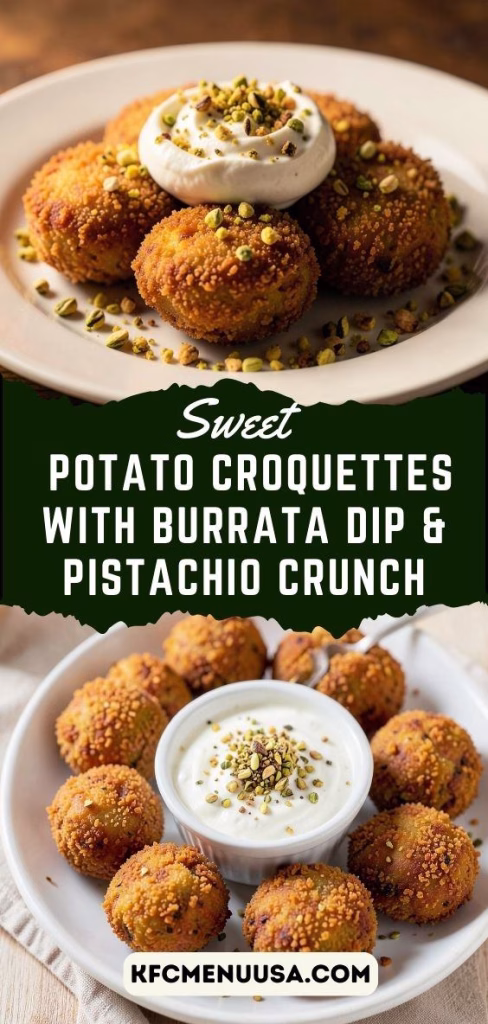Sweet Potato Croquettes with Burrata Dip & Pistachio Crunch Recipe