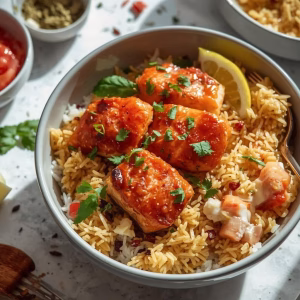 Tandoori & Yogurt-Marinated Salmon Bite Rice Bowls Recipe