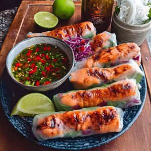Vietnamese Baked Salmon Spring Rolls Recipe