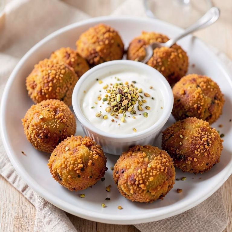 Sweet Potato Croquettes with Burrata Dip & Pistachio Crunch Recipe