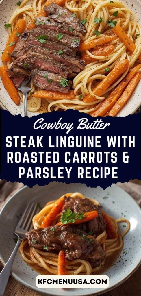 Cowboy Butter Steak Linguine with Roasted Carrots & Parsley Recipe