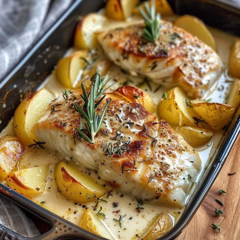 Garlic Butter Cod with Roasted Potatoes Recipe