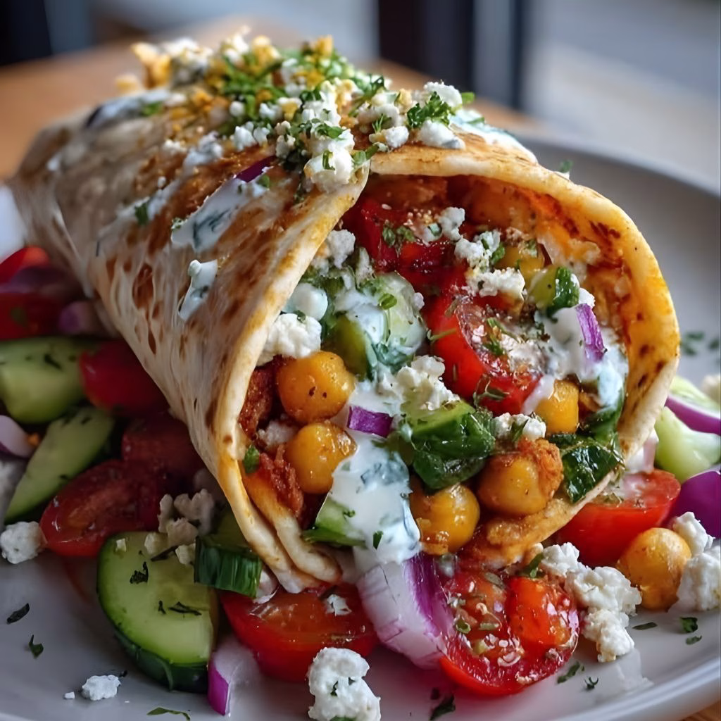 Mediterranean Chickpea Feta Wrap Recipe