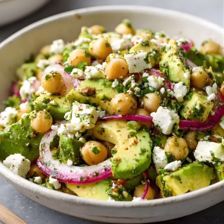 Chickpea Avocado Salad with Creamy Feta Recipe