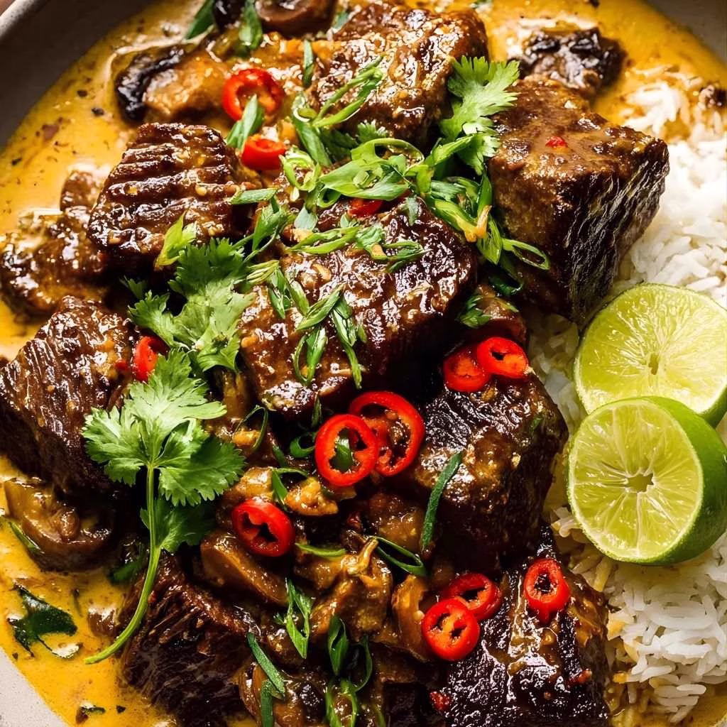 Tender Coconut Lemongrass Beef with Mushrooms and Carrots Recipe