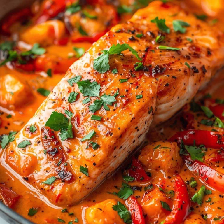 Creamy Roasted Red Pepper Salmon Recipe