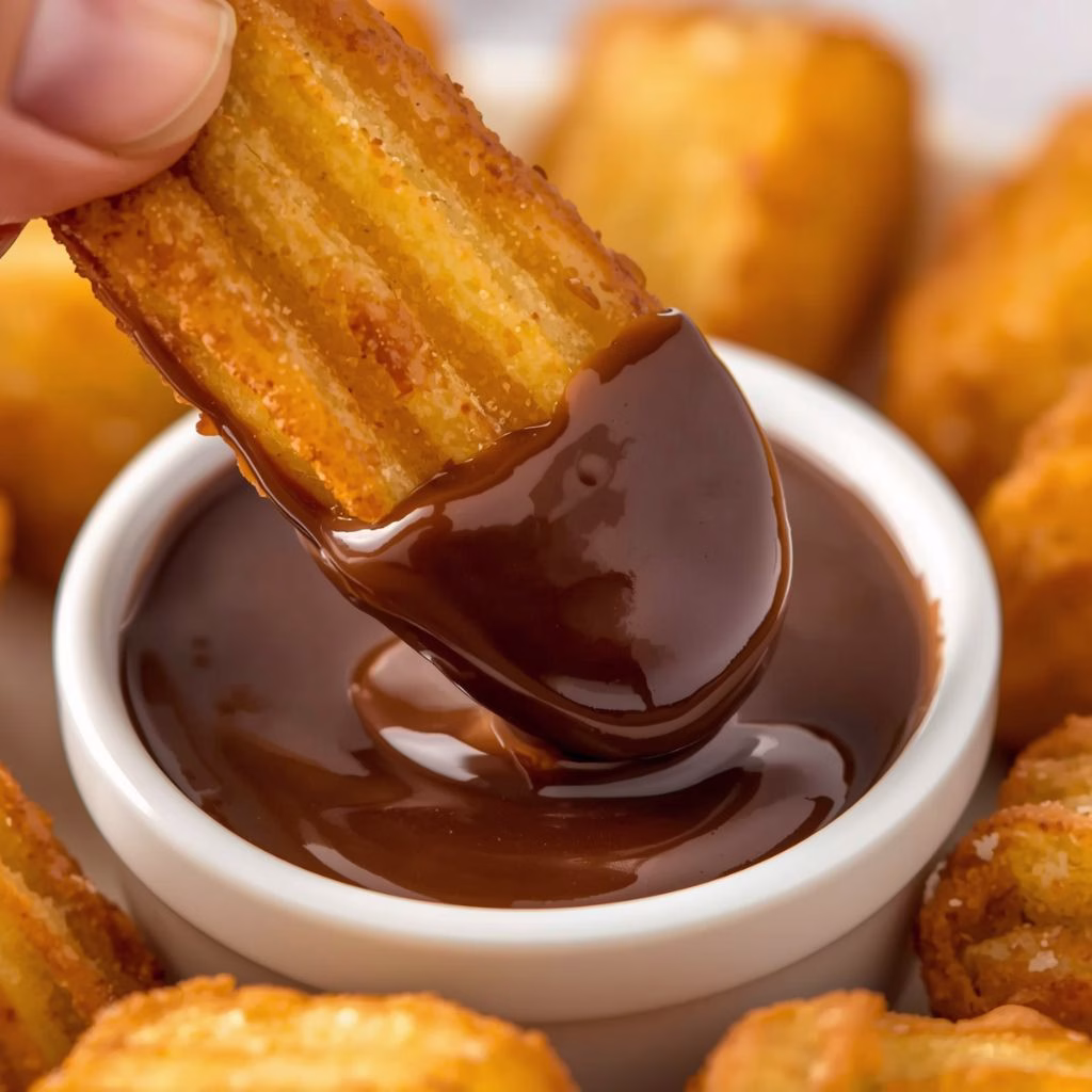 Air Fryer Churro Bites with Chocolate Dipping Sauce