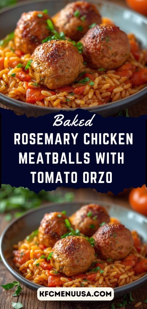 Baked Rosemary Chicken Meatballs with Tomato Orzo Recipe