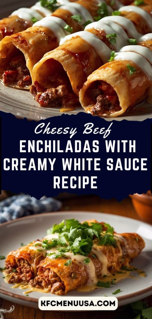 Cheesy Beef Enchiladas with Creamy White Sauce Recipe