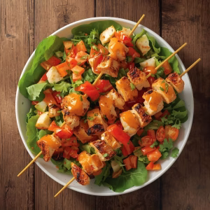 Chopped Honey Buffalo Chicken Skewer Salad Recipe