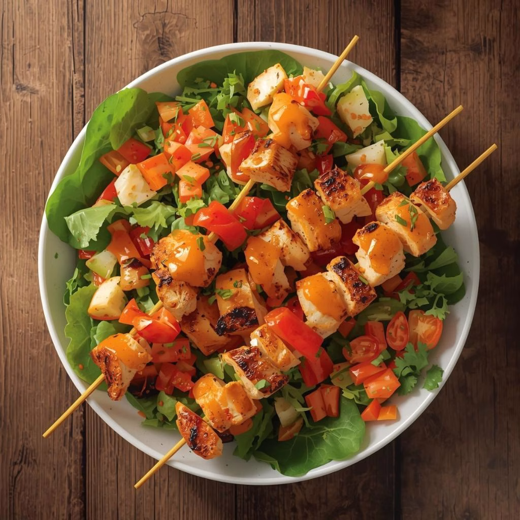 Chopped Honey Buffalo Chicken Skewer Salad Recipe