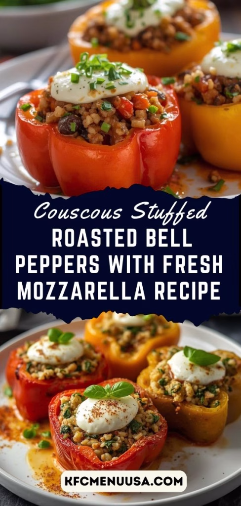 Couscous Stuffed Roasted Bell Peppers with Fresh Mozzarella Recipe