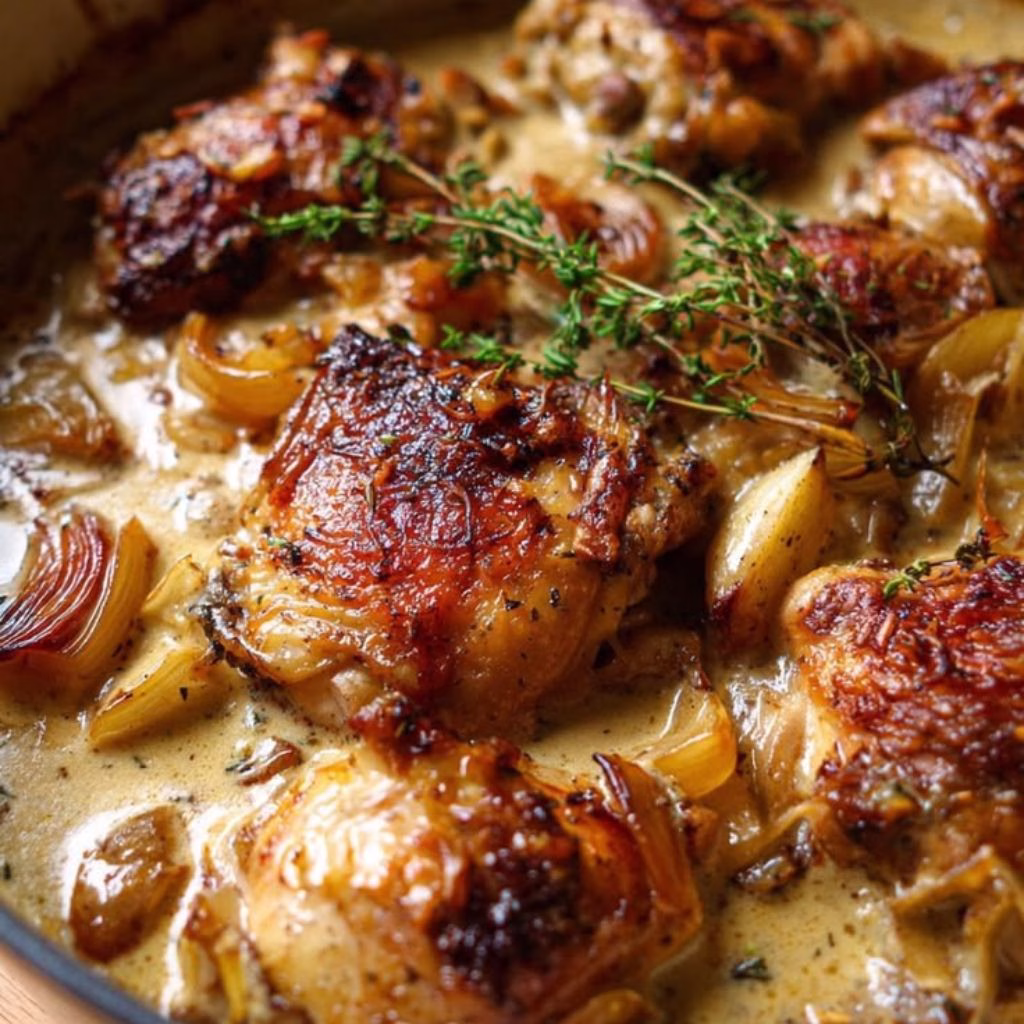 Creamy French Style Chicken Casserole a la Normande Recipe