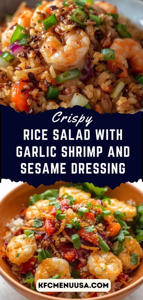 Crispy Rice Salad with Garlic Shrimp And Sesame Dressing