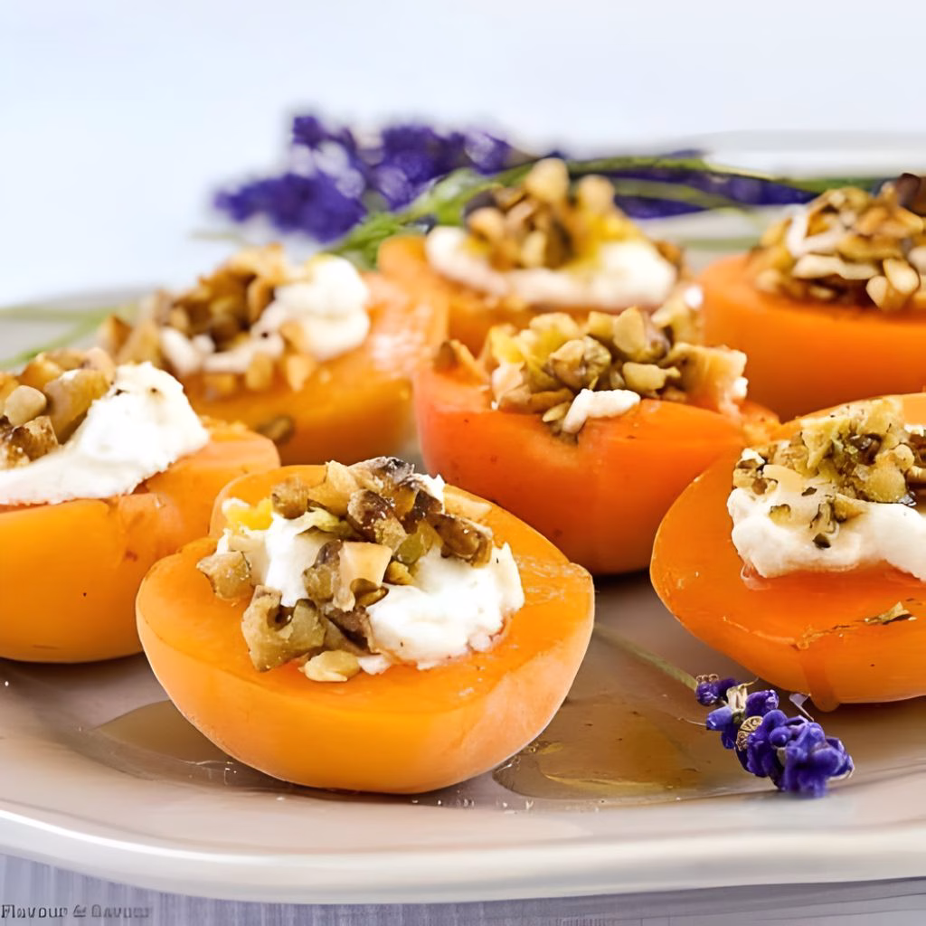 Fresh Apricots with Goat Cheese & Orange Honey-Walnut Syrup Recipe