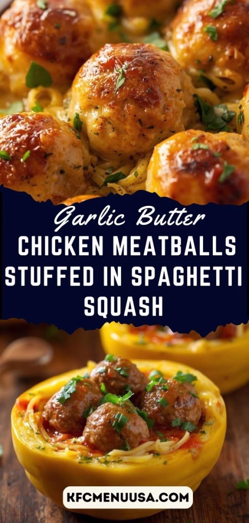 Garlic Butter Chicken Meatballs Stuffed In Spaghetti Squash Recipe