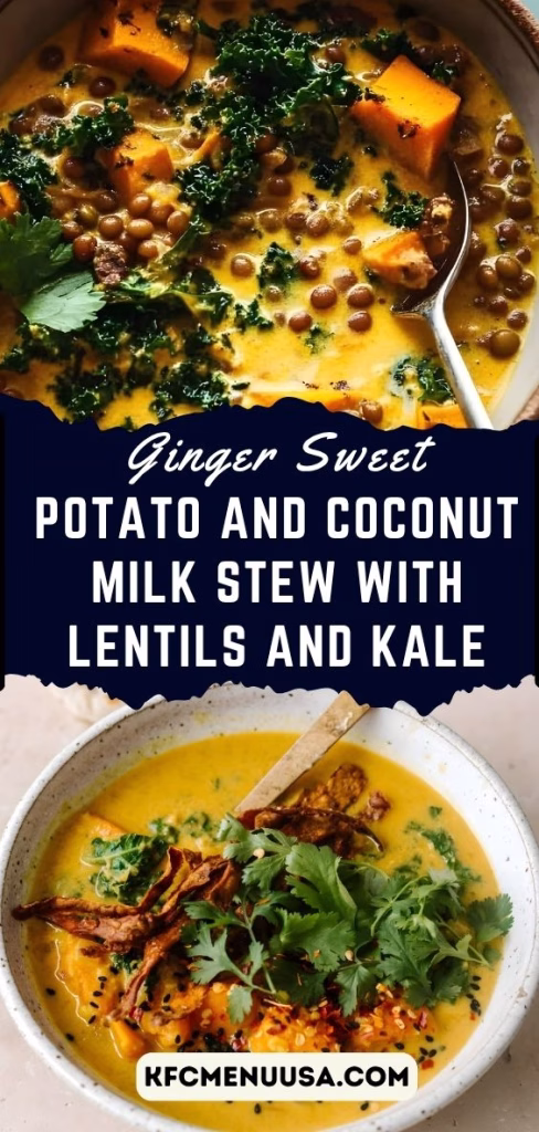Ginger Sweet Potato & Coconut Milk Stew with Lentils and Kale Recipe