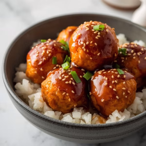 Gingery Salmon Meatballs with Soy Glaze Recipe