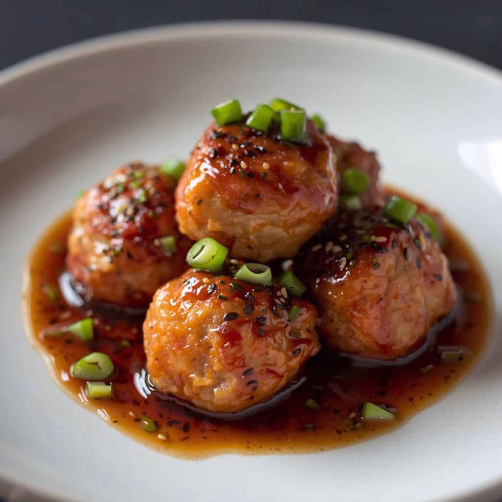 Gingery Salmon Meatballs with Soy Glaze Recipe