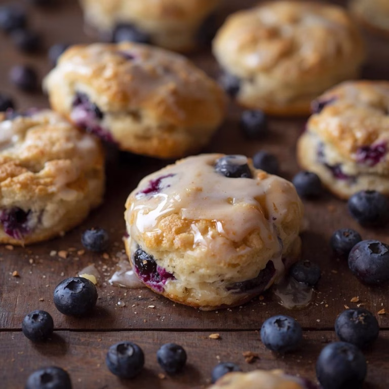 Glazed Blueberry Butter Swim Biscuits Recipe