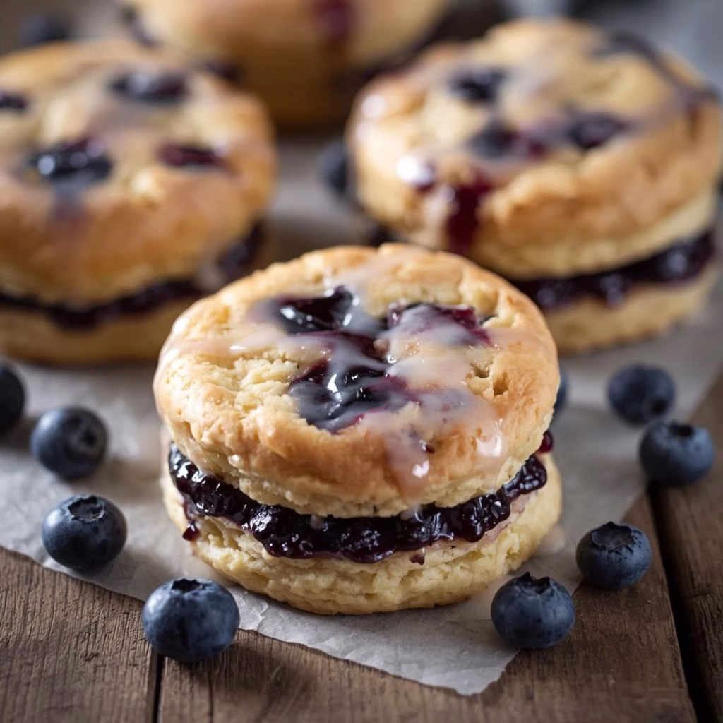 Glazed Blueberry Butter Swim Biscuits Recipe
