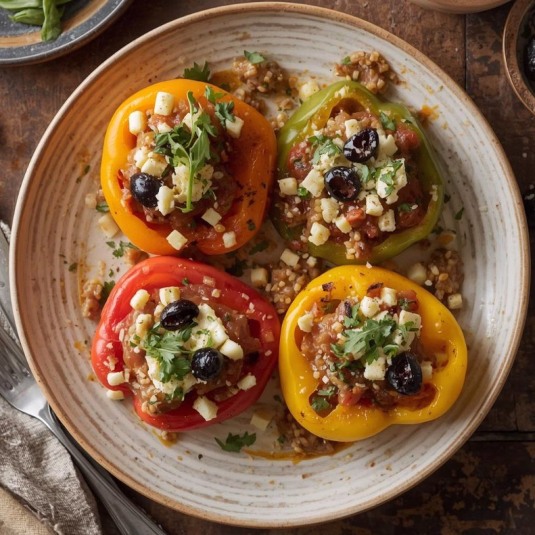 Greek Stuffed Peppers with Cheese & Olives Recipe