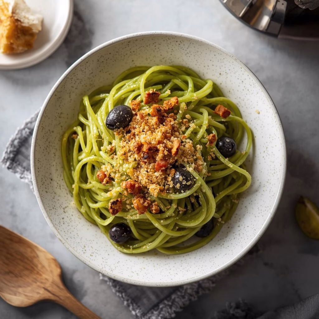 Green Olive Capellini with Toasted Breadcrumbs Recipe