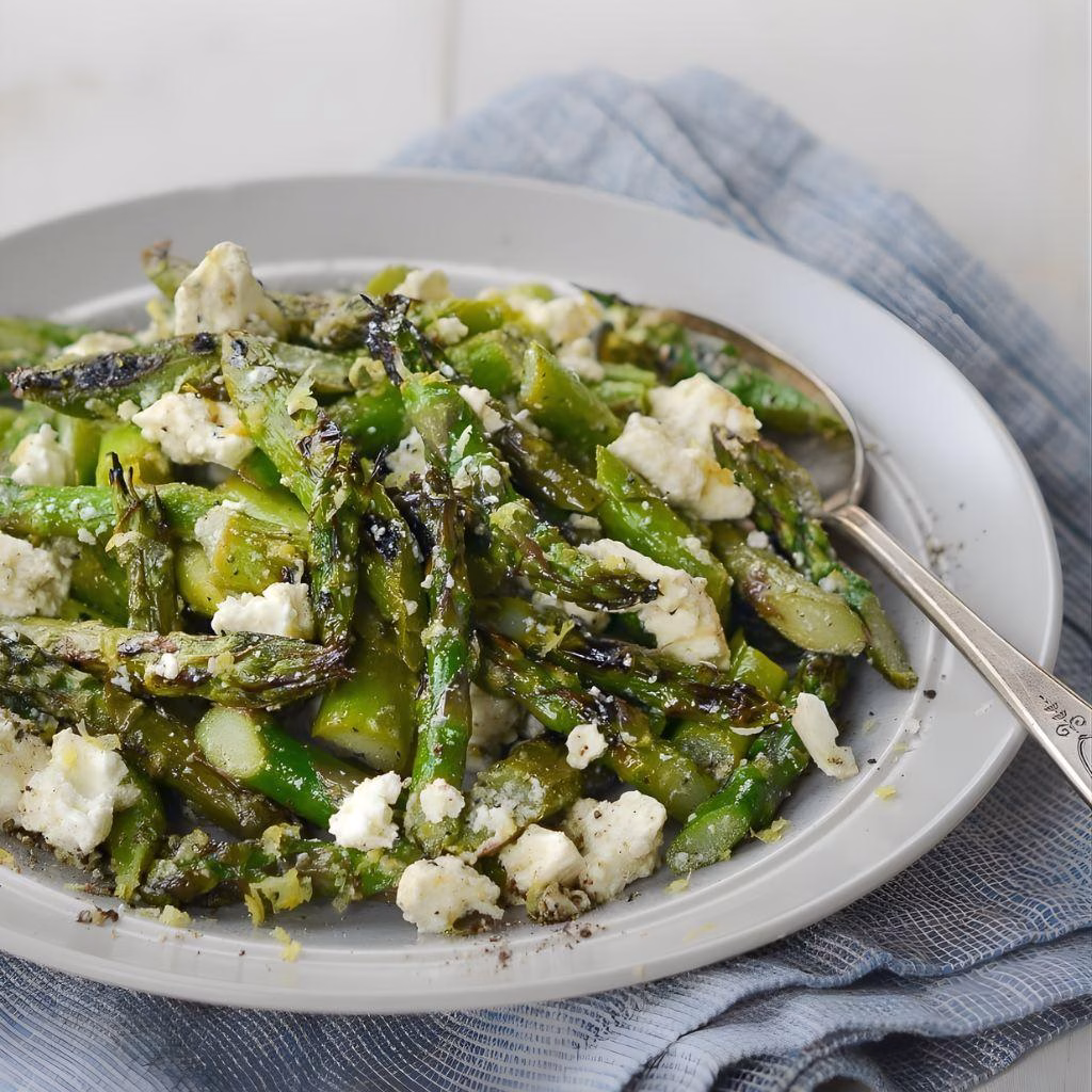 Grilled Asparagus Salad with Feta & Lemon Recipe