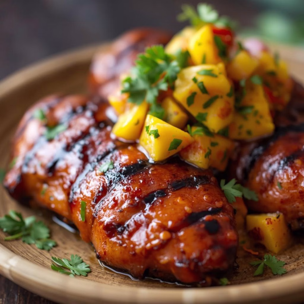 Grilled Thai BBQ Chicken with Mango Salsa Recipe