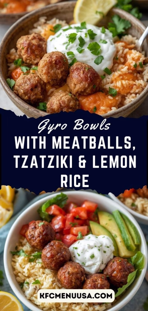 Gyro Bowls with Meatballs, Tzatziki & Lemon Rice Recipe
