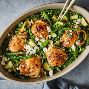 Herb Roasted Chicken With Spring Veggies Recipe